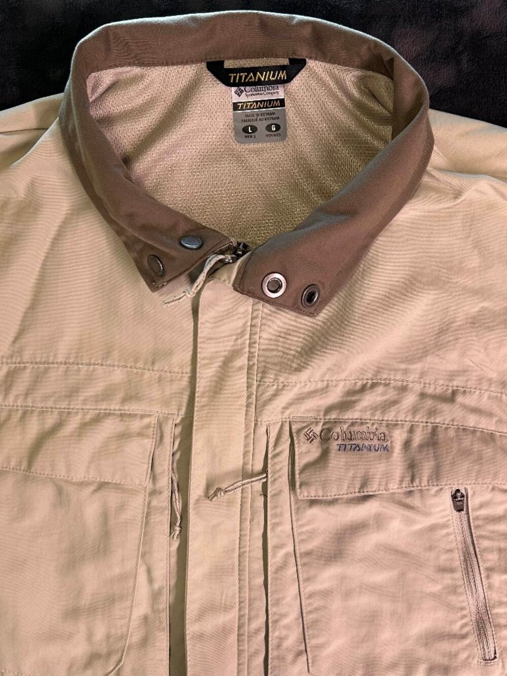 Columbia Titanium Utility Vest Men’s Large Beige Multi Pocket Outdoor